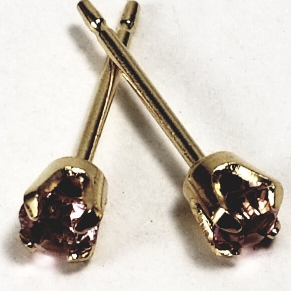 Swarovski Crystal Element - Gold Overlay Pink Stone "Tiny" Stud Earrings - Picture 8 of 12